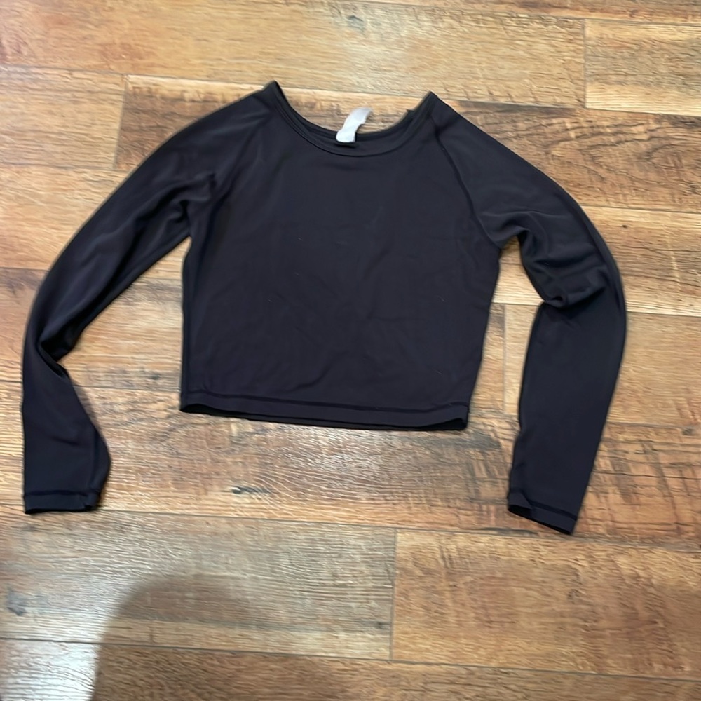 Black workout crop top - small